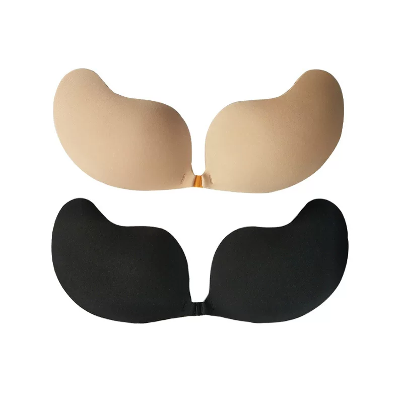 Invisible thin bra, silicone adhesive nipple covers, strapless backless, reusable lightweight