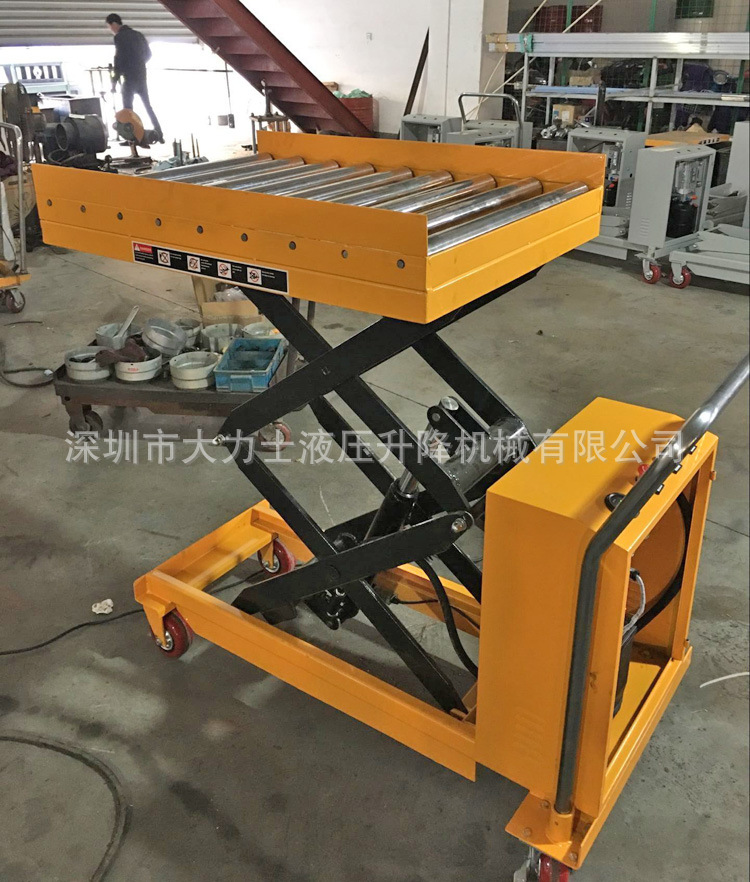 350/2000kg移动式平台车 电动升降平台车带滚筒剪叉升降手推车
