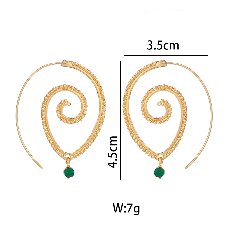 New Jewelry Trend Round Spiral Earrings Swirl Green Diamond Earrings Wholesale display picture 1
