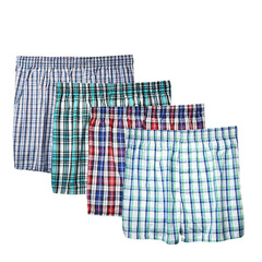 Cotton plaid men's underwear mid-waist large size Aluo pants underwear foreign trade original single underwear wholesale plus size four corners