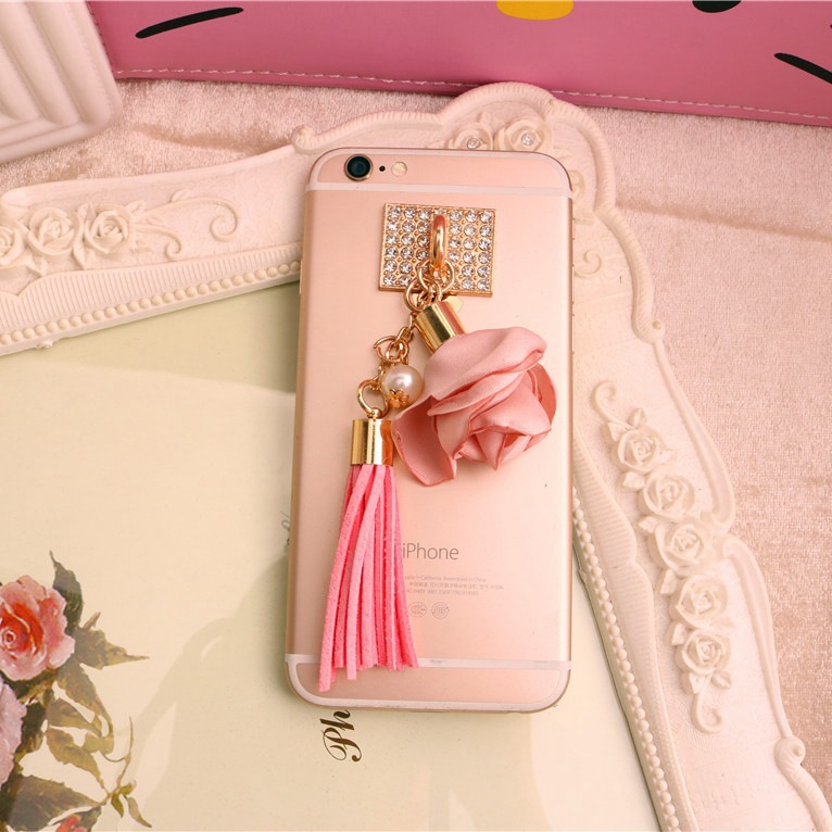 韓版小清新佈藝花朵手工DIY iPhone6S手機殼配飾流蘇配件材料包