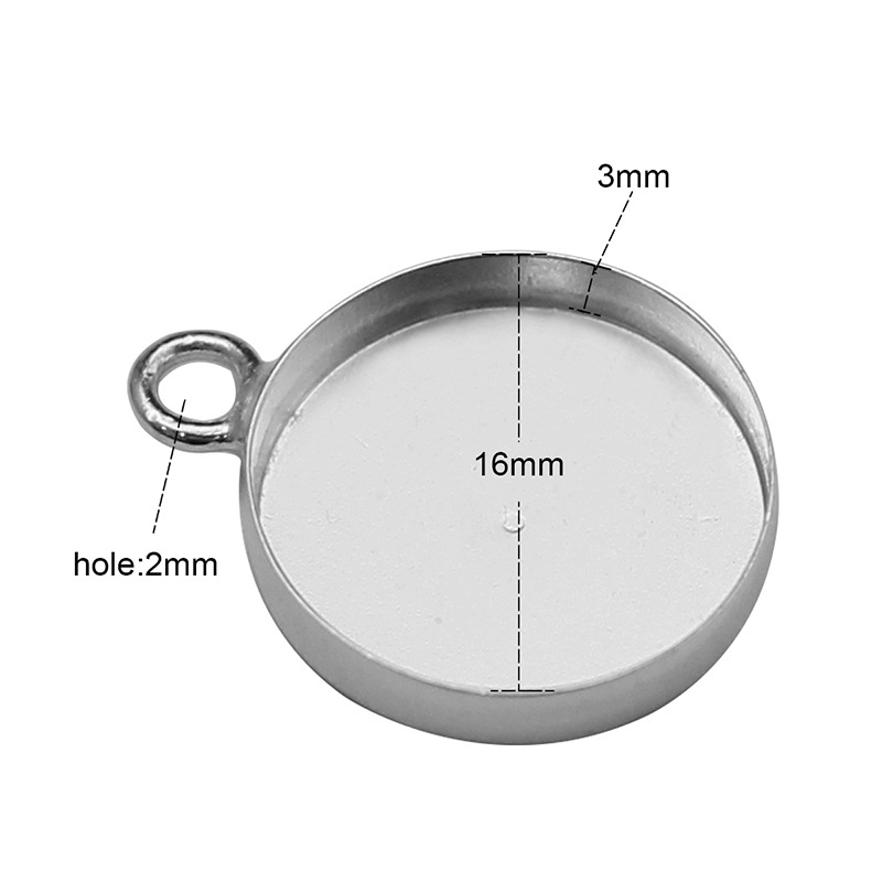 Pendant, Base support Jewelry Making Type 1 Piece 16mm 925 Sterling Silver Round Pendant Base Support