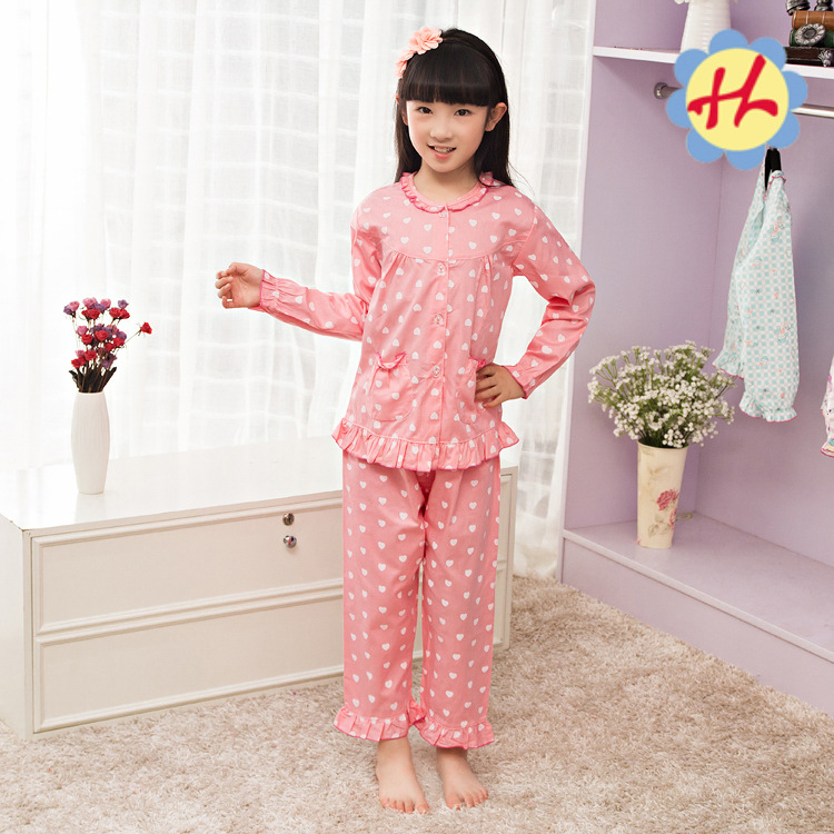 Children's pajamas girls' long-sleeved pure cotton lace cartoon children's baby suit medium and big children's homewear pajamas summer