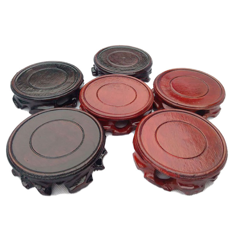 Root solid wood base circular Imitation mahogany Flower pot vase fish tank SHORTS Jade article Buddha statue Decoration woodiness base