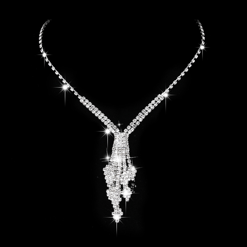 Moda Borla Cobre Enchapado Embutido Diamante De Imitación Aretes Collar display picture 2
