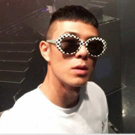 速卖通EBAY新款太阳镜权志龙封帆明星网红复古小方框太阳镜椭圆