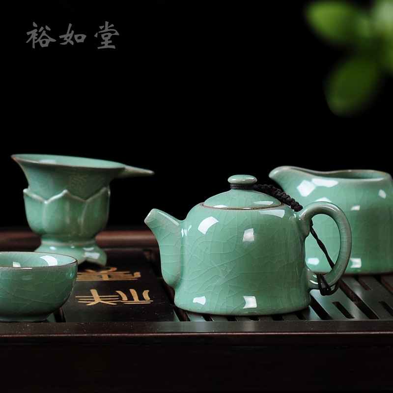 正宗龙泉青瓷整套功夫茶具套装哥窑冰裂茶壶陶瓷礼品特价