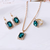 High-end crystal, set, necklace and earrings, ring, wedding dress, jewelry, accessory, 3 piece set, wholesale