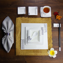 酒店包廂擺台陶瓷餐具中國風碗碟套裝飯店會所中式餐具用品四件套