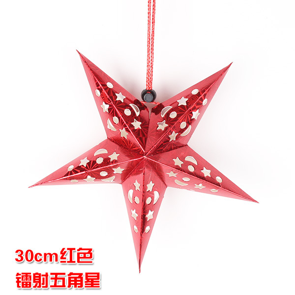En stock vacaciones celebración decoración tridimensional láser Navidad estrella de cinco puntas techo decoración papel estrella escena pantalla