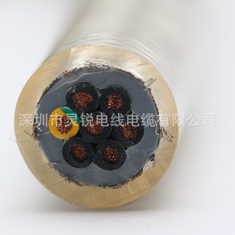 耐高压耐磨耐寒耐油双护套镀锡铜屏蔽透明电缆RVVPV-TM-12*1.5mm2