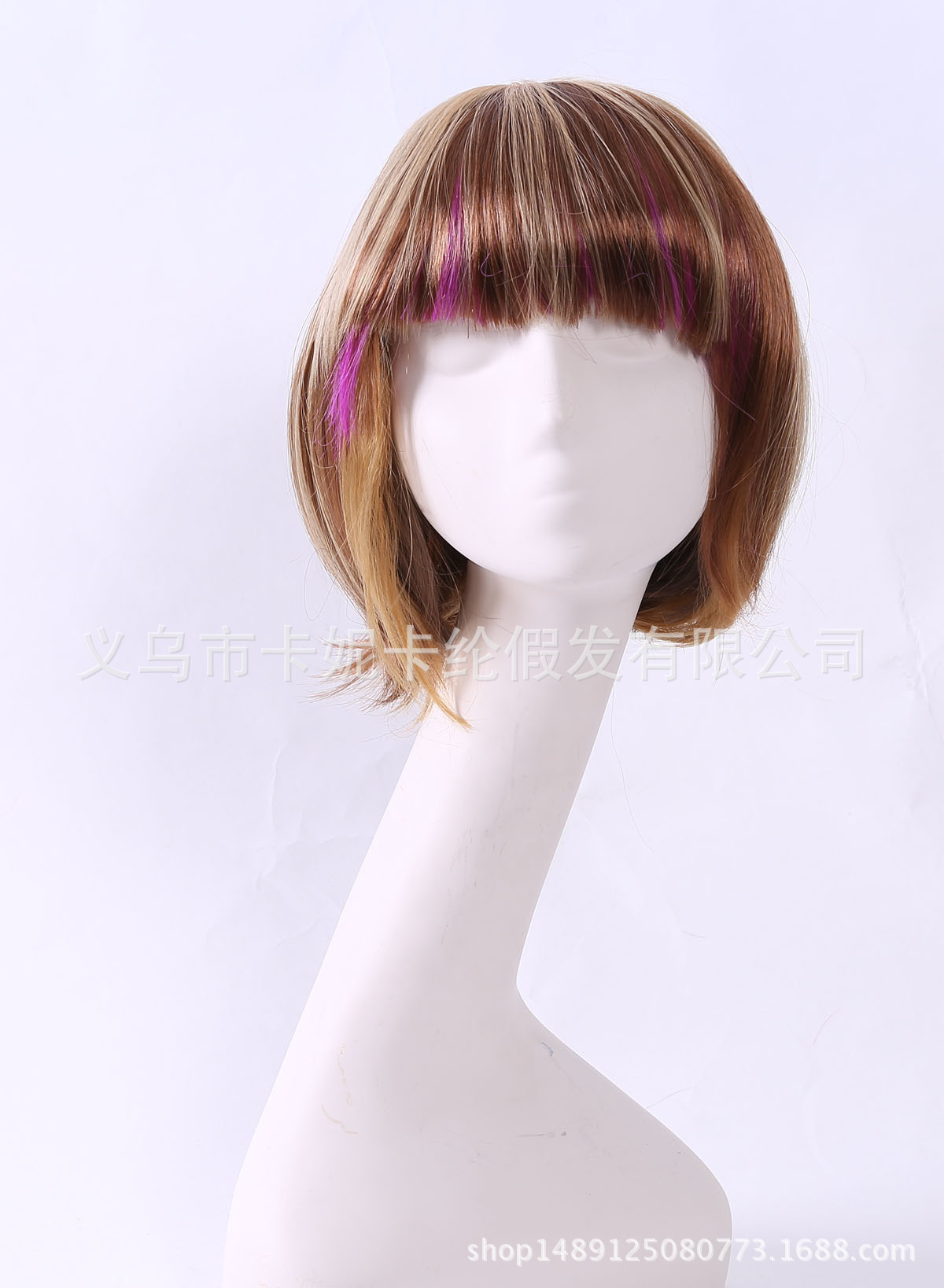 Student BoB hebilla de cabeza flequillo de moda peluca de personalidad de tendencia multicolor