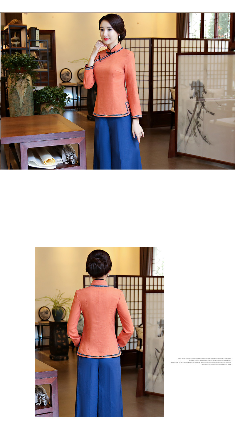 长袖花边一字扣-橘色_06