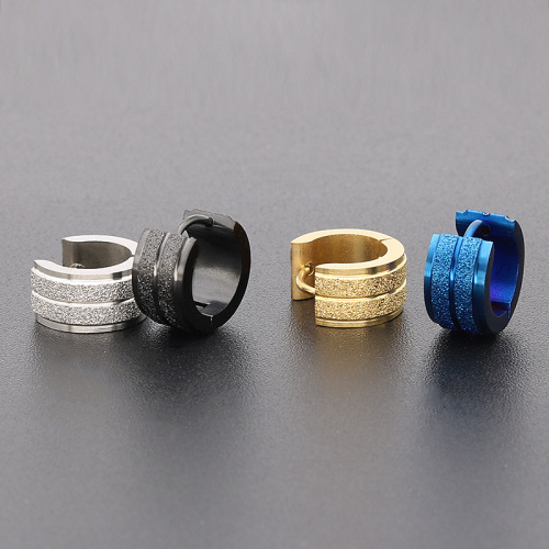  Best-Selling Minimalist Personal Titanium Steel Stainless Steel Double Sanding Men's Earrings Cross-Border Wholesale