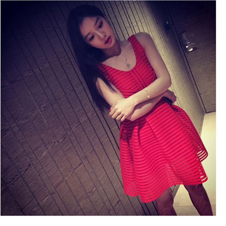 Vest-Style Hollow-Out Dress 2027 Summer New Women's Dress Red Gown High-Waisted Puffy Skirt Vest-Style Hollow-Out Dress 2027 Summer New Women's Dress Red Gown High-Waisted Puffy Skirt