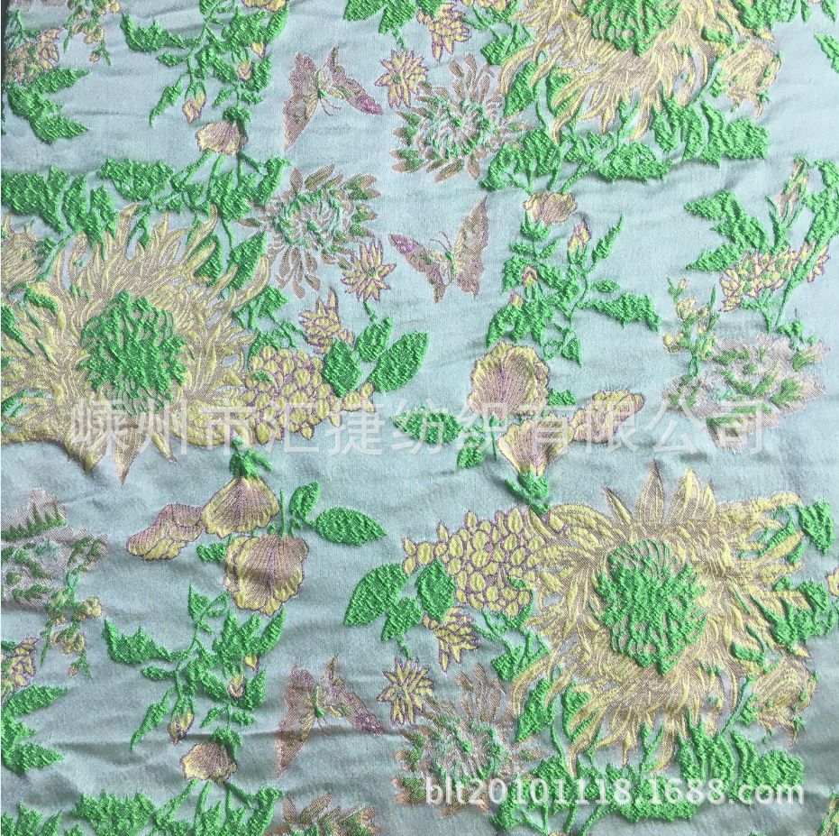 嵊州色织提花面料,金银丝色丝色织大提花裙时装裤子提花面料