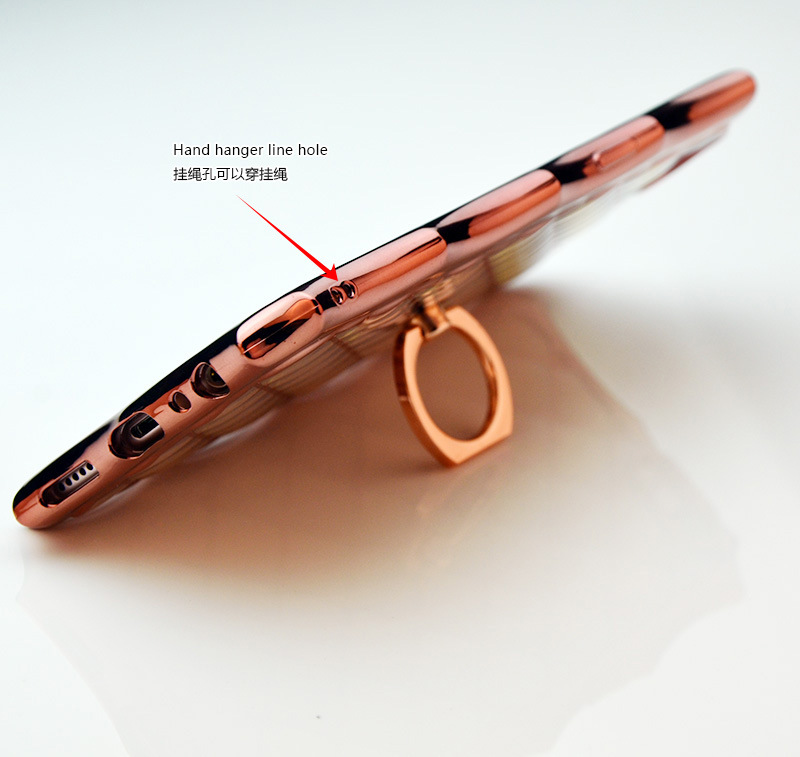SIMON Crown Luxury Royal Electroplating Soft TPU Streamline Protection Case Cover with 360° Rotating Anti-drop Finger Ring Grip Holder for OPPO R9s & OPPO R9s Plus