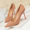 Korean fashion sexy slim high heeled shoes women’s shoes thin heeled high heeled suede shallow mouth pointed shoes