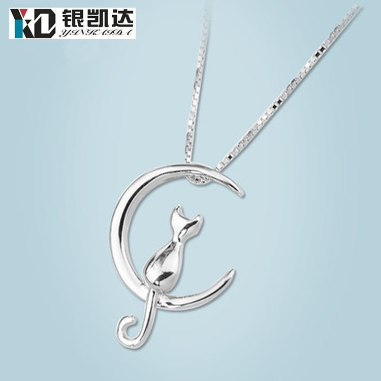 Original personality Clavicle chain Necklace have cash less than that is registered in the accounts Moon Kitty Pendant personality manual lovely Japan and South Korea Accessories