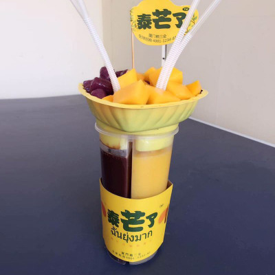 一次性加厚透明塑料杯创意小吃塑料爱心碗套餐双响炮分享杯奶茶杯