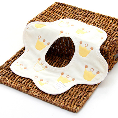 婴儿口水巾6层纱布花瓣围嘴宝宝纯棉口水巾新款360可旋转婴儿围嘴|ms