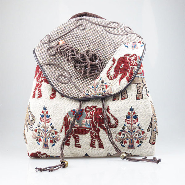 Yunnan Ethnic Wind Backpack  New Linen Hat Shoulder Women’s Bag
