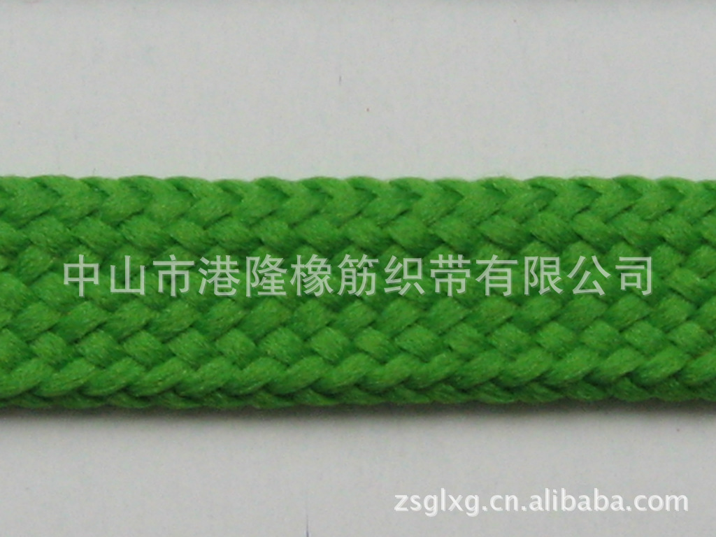 供应0.8cm8mm8厘浅绿色编织带 编织棉腰绳 空心扁黑色棉绳批发