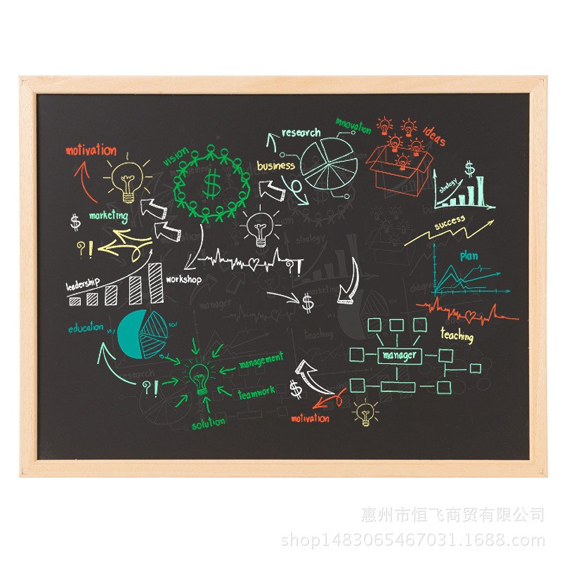 40*60cm木框黑板留言板小黑板挂式寫粉筆兒童教學練習寫字塗鴉板