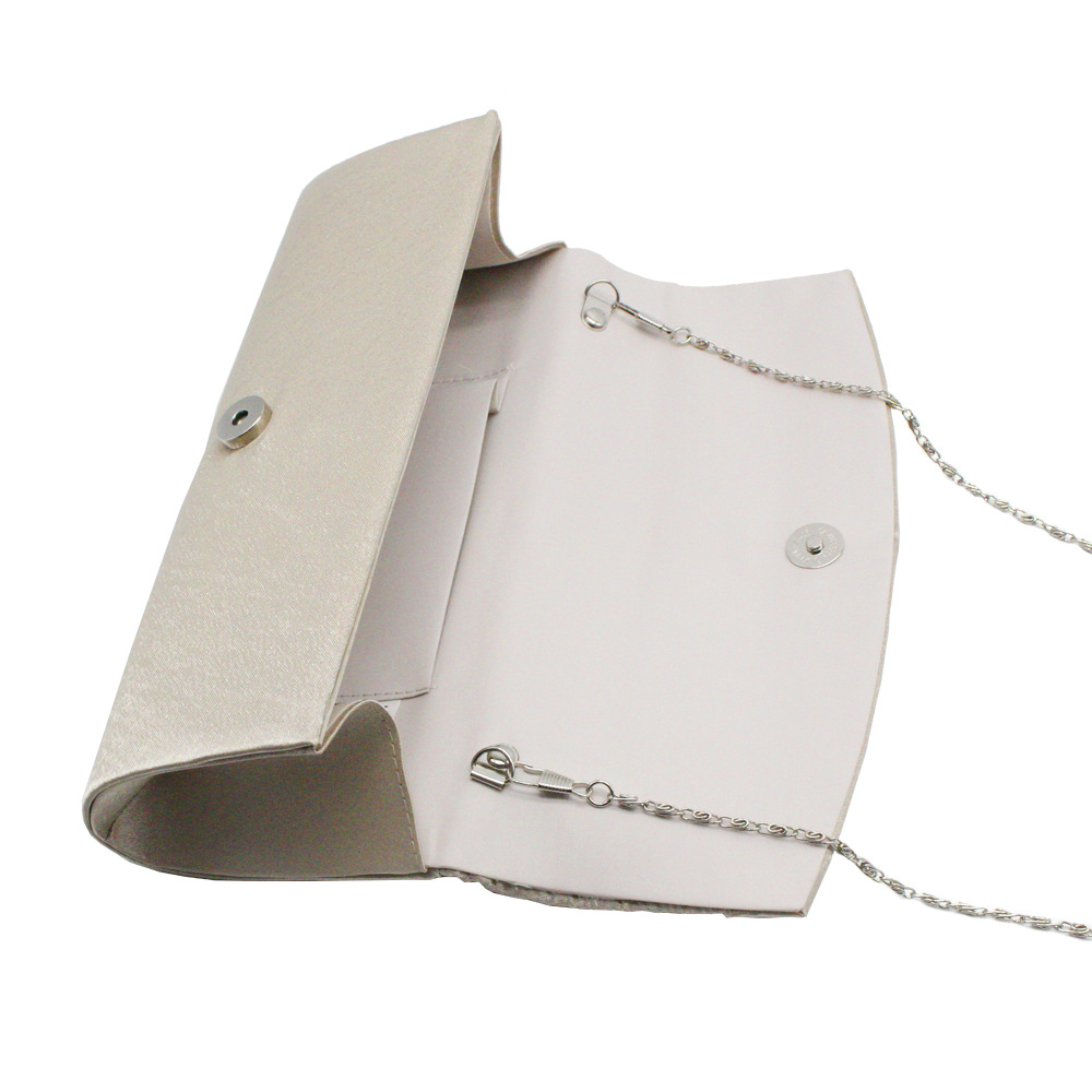 Red Black Silver Silk Solid Color Rhinestone Square Folds Evening bags Louis display picture 5