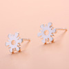 Small universal fashionable earrings, silver 925 sample, Korean style, simple and elegant design