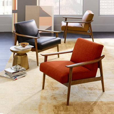 北歐實木沙發 水曲柳簡約客廳臥室陽台小沙發椅單人小戶型沙發