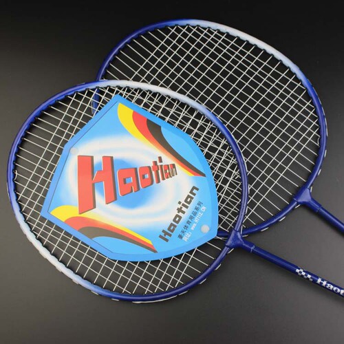 Haotian 105 badminton racket double racket 2 pack family student ferroalloy racket with racket set