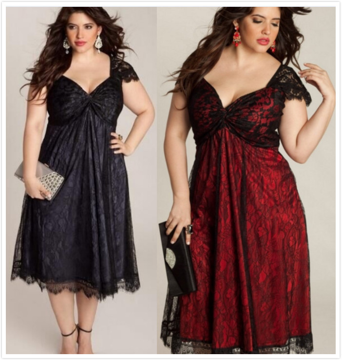 2017歐美大碼晚會優雅蕾絲拼接V領哥特式連衣裙 速賣通爆款