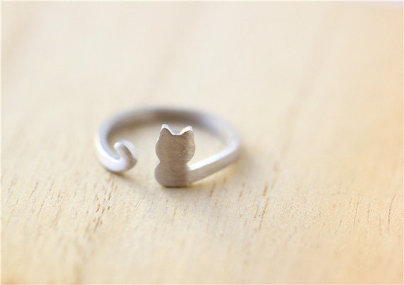 Hot Animal Cat Ring Alloy Electroplated Gold Silver Rose Color Protection Kitten Ring Wholesale display picture 18