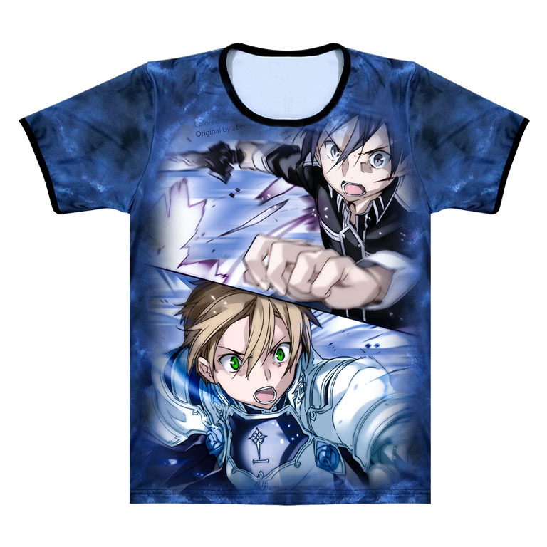 ebay速卖通外贸动漫周边刀剑神域 桐人 亚丝娜 ML17短袖T恤夏装