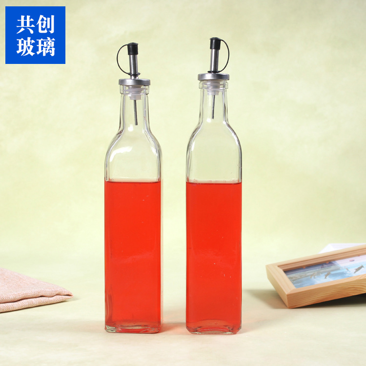 批发厨房用品玻璃杯油瓶方形玻璃瓶酱油醋500ml250ml带油玻璃