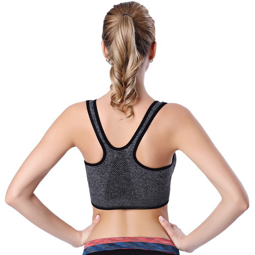Front zipper sports bra fitness vest style shockproof sports bra plus size yoga bra running sports bra