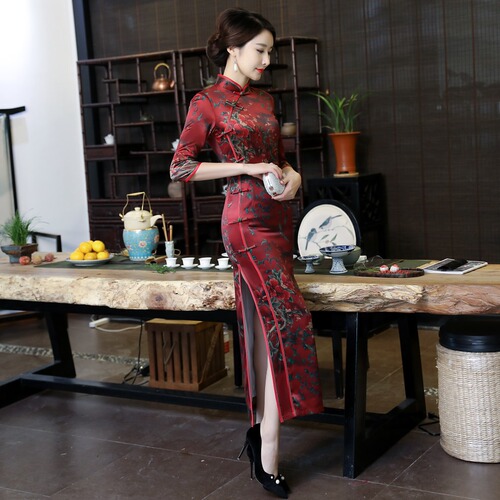 Chinese Dress Qipao for women Large long cheongsam dress with large size Robes chinoises