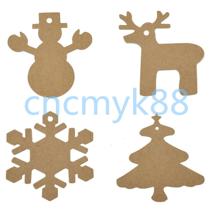 圣诞节主题雪人雪花圣诞树鹿牛皮纸吊牌标签（4款各25pcs/套）