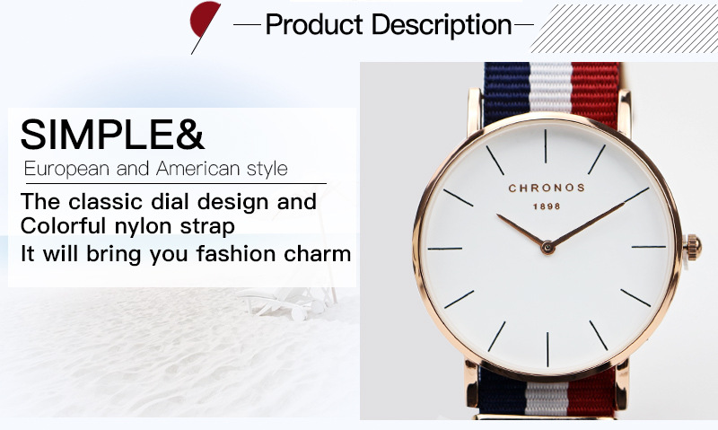 Chronos Quartz Watch For Men, Stylish Simple Nylon Strap Design_voghion.com
