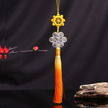 易辰水晶车挂档位珠 出入平安六字真言观音佛头鎏金汽车饰品