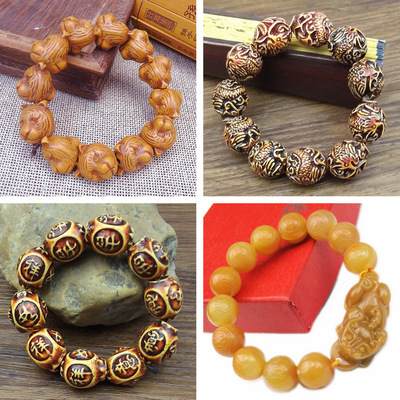 庙会结缘小礼品展销会赠品 塑料貔貅手链饰品树脂龙凤珠手串|ru