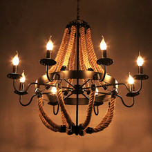 美式復古麻繩創意loft工業風酒吧飯店餐廳包廂亞馬遜跨境鐵藝吊燈