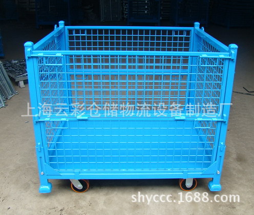 上海汽车零部件周转料架网格箱堆叠筐料架网笼瓶胚笼金属网箱