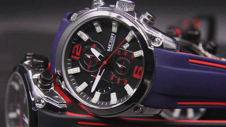 Montre de Sport Hommes ,Montre chronographe bracelet Silicone