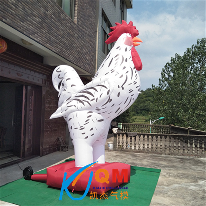 厂家直销充气大公鸡气模 白色花纹鸡卡通模型装饰 气模定制