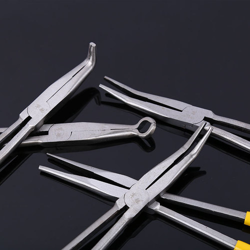 Plastic dipped 11 inch long nose pliers, 275mm long nose pliers, curved nose pliers, long nose pliers, O-type curved nose pliers