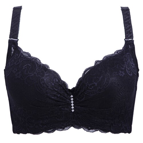 Lace sexy large size thin bra foreign trade bra with steel ring gathered side adjustable women's underwear wholesale