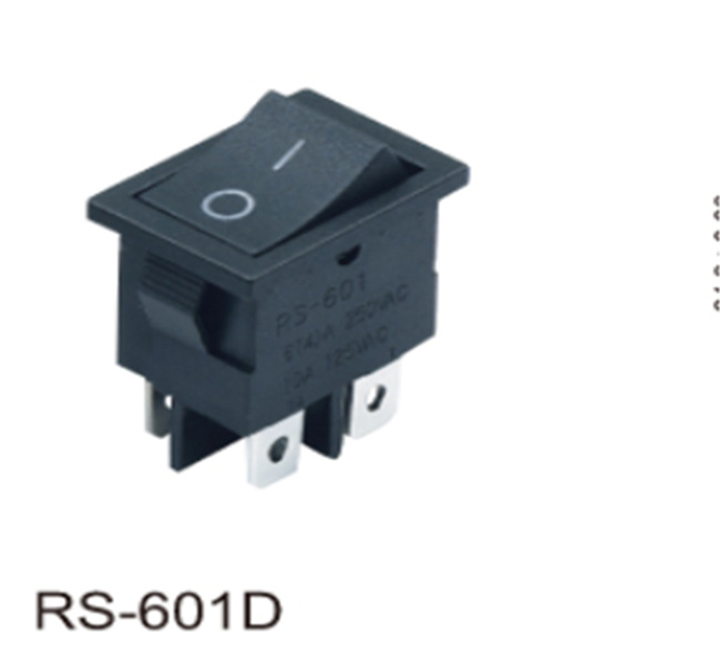 船型开关 电源开关 RS-601D 四脚红盖黑盖 14.8*21