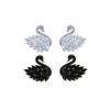 Silver needle, zirconium, swan, elegant earrings, cute accessory, Korean style, silver 925 sample